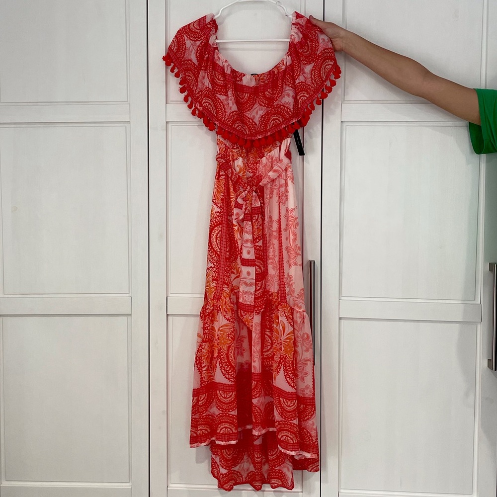 Off the shoulder peach Lulu’s summer dress